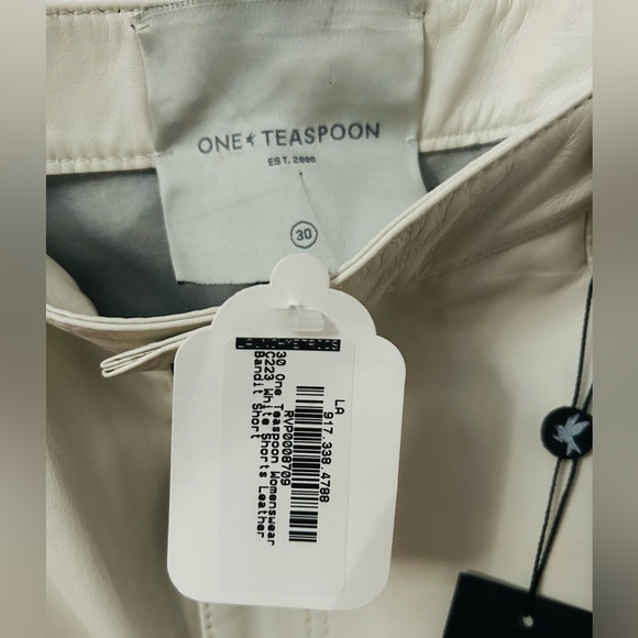 One Teaspoon Bandits Low Waist Chaos Walking Leather Shorts - White - Picture 9 of 12